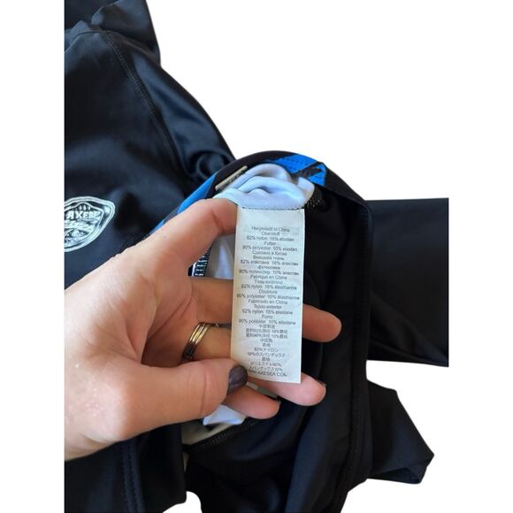 NEW AXESEA Long Sleeve Rash Guard Zipper Surfing One Piece Swimsuit size 8 Black - Picture 11 of 14